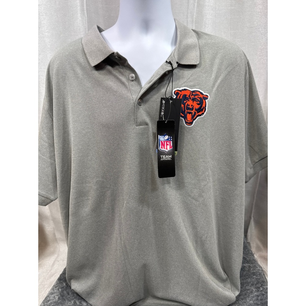 Antigua Chicago Bears Mens 2XL Legacy Polo Shirt Grey Heather NFL 104271 NWT